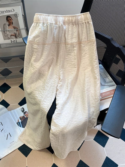 Japanese loose bf lazy style cotton and linen straight wide-leg pants men and women summer high waist drape mopping Yamamoto long pants