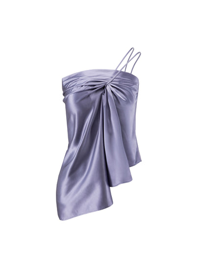 CHICYOU【Lux Series Delicate Lady】Real acetate slanted shoulder strap irregular temperament suspender top