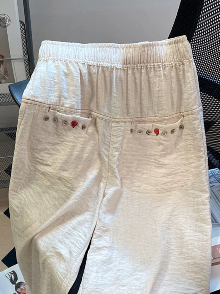 Japanese loose bf lazy style cotton and linen straight wide-leg pants men and women summer high waist drape mopping Yamamoto long pants