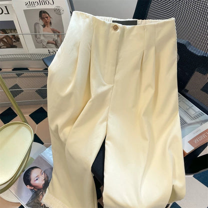 Korean style high-grade lace stitching wide-leg trousers for men and women in summer loose bf lazy style drape suit pants