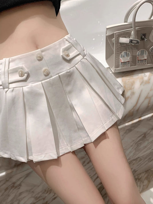 Luna 423 New High-Waisted Pleated Skirt, College Style, Versatile Skirt Pants