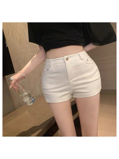 Luna 531 New High-Waisted Shorts Suit Hot Pants Pure and Sexy Versatile Shorts with Small Distended Hem