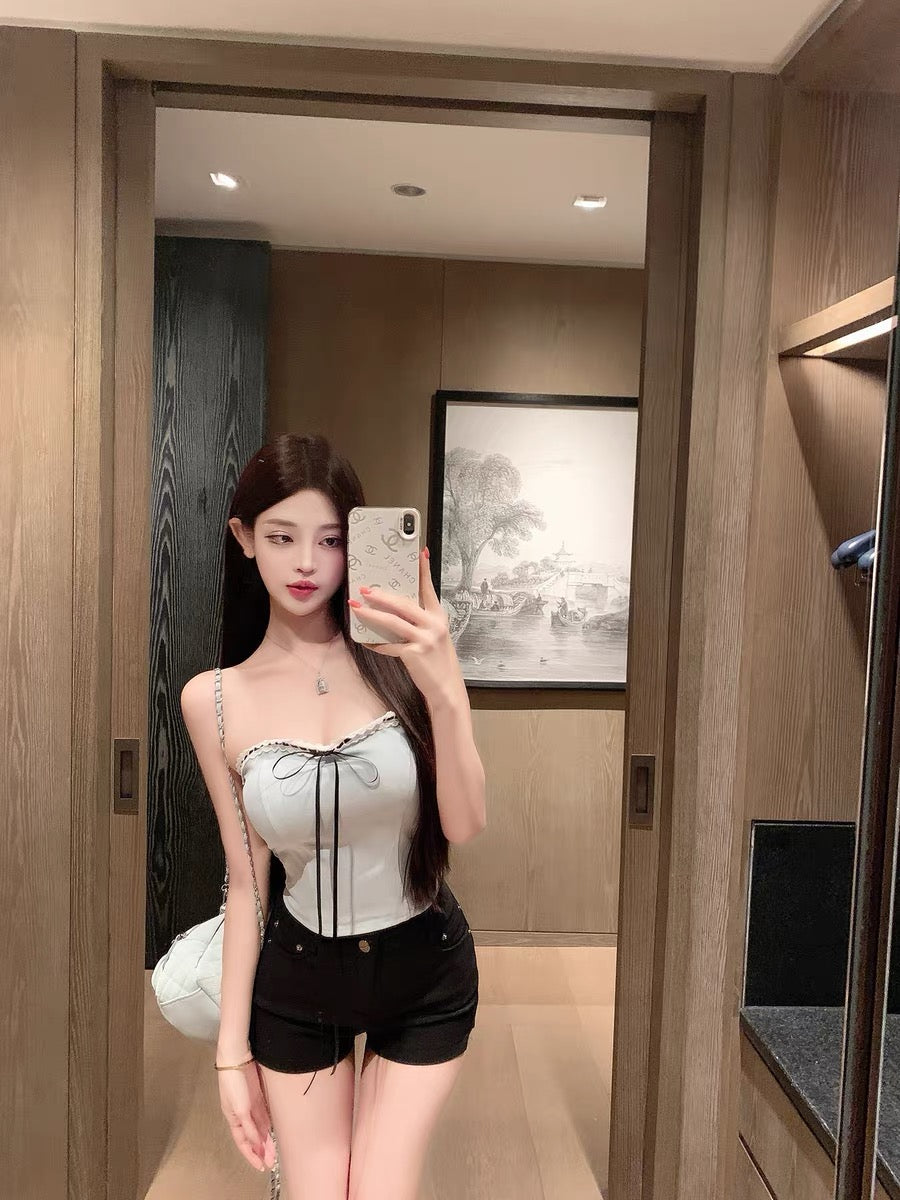 Luna 531 New High-Waisted Shorts Suit Hot Pants Pure and Sexy Versatile Shorts with Small Distended Hem