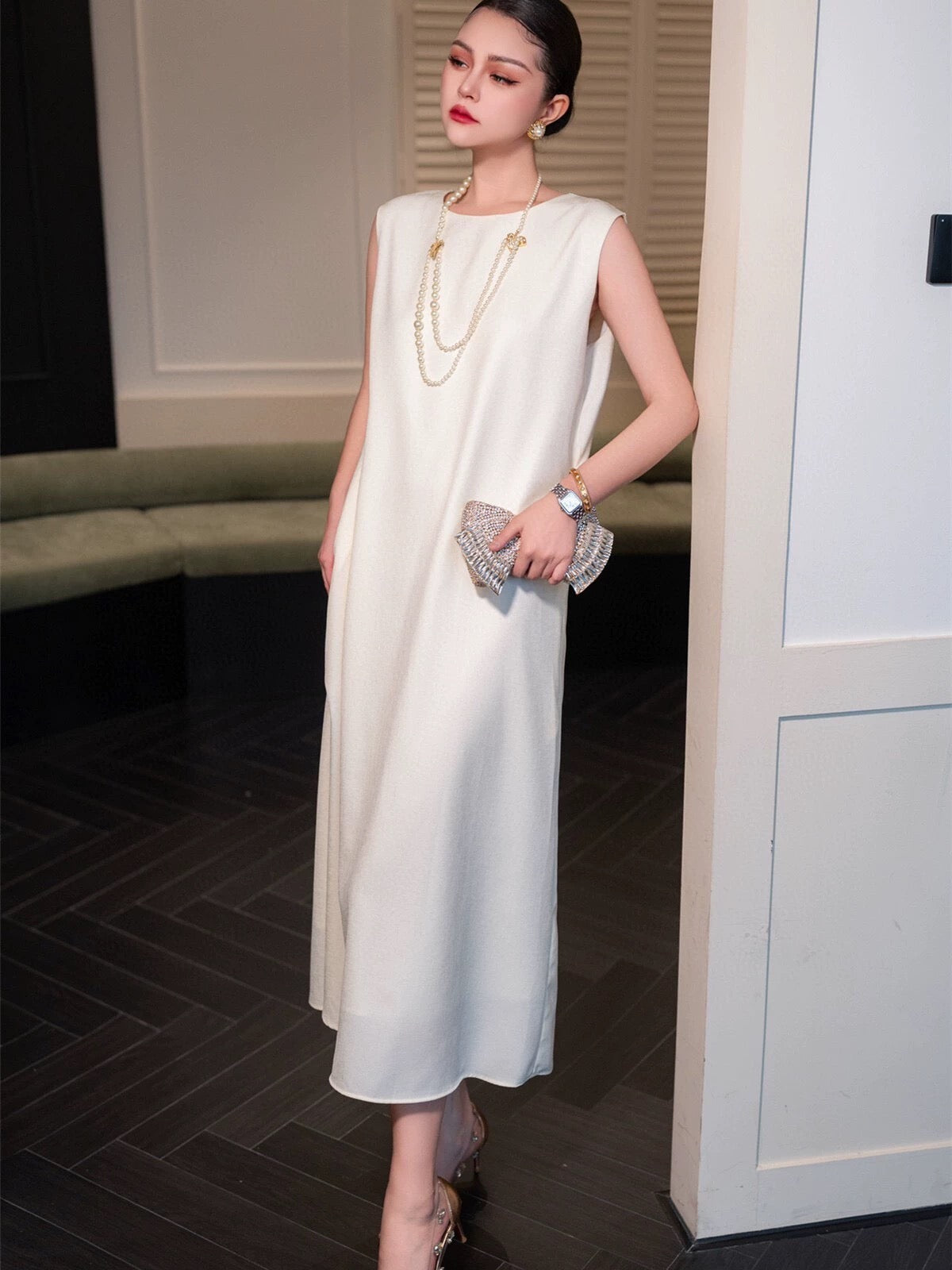 ZEROYK Design Dress 2024 Summer Simple Temperament Reversible Loose Slim Round Neck Long Skirt