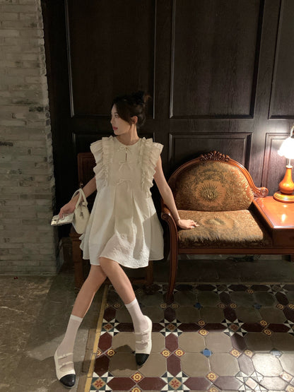 Xiajia's thin and flesh-covering bow dress for women, summer babydoll, bright diamond, small fragrant princess dress for small people