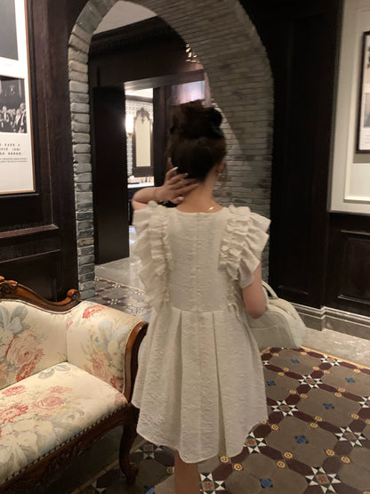 Xiajia's thin and flesh-covering bow dress for women, summer babydoll, bright diamond, small fragrant princess dress for small people