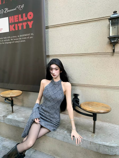 Barb Chill Chanel-inspired knit dress for women, winter style, miu-inspired birthday dress, sweater dress, vest dress.