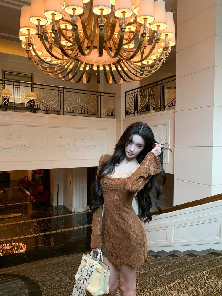 Barb Chill Pure and Sexy Lace Dress for Women, Spring/Summer New Arrival, Slim Fit, Sexy Bodycon Skirt, Short Skirt