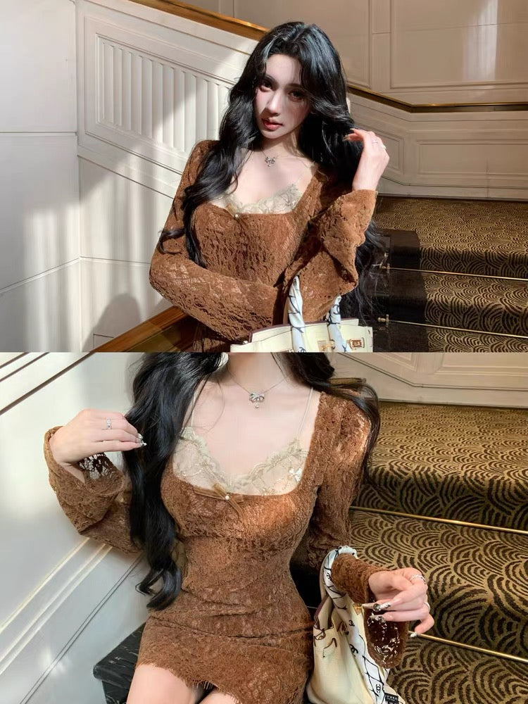 Barb Chill Pure and Sexy Lace Dress for Women, Spring/Summer New Arrival, Slim Fit, Sexy Bodycon Skirt, Short Skirt