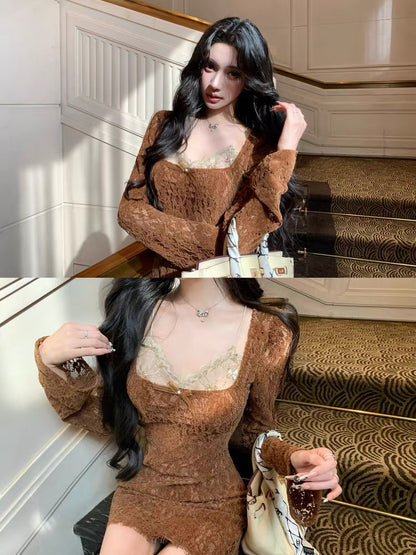 Barb Chill Pure and Sexy Lace Dress for Women, Spring/Summer New Arrival, Slim Fit, Sexy Bodycon Skirt, Short Skirt