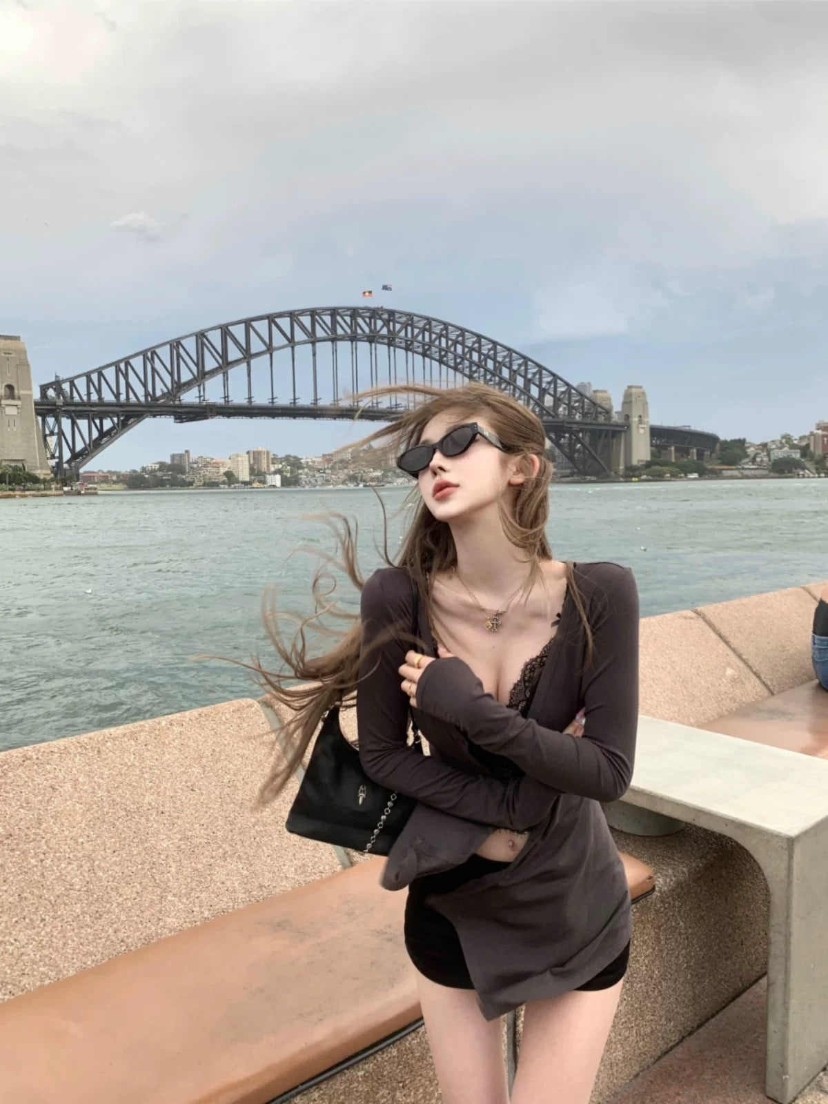 JMSHOP Oracle Trap Irregular Hem Cardigan Women's Design Slim Long Sleeve Top T-shirt Spring Sun Protection