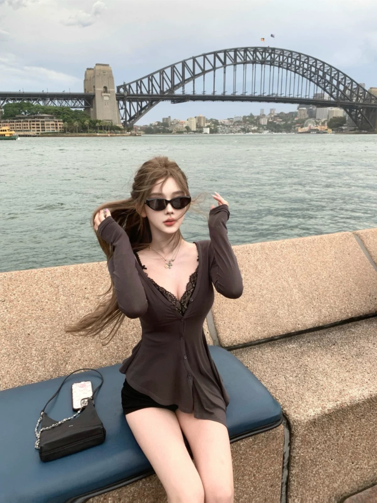 JMSHOP Oracle Trap Irregular Hem Cardigan Women's Design Slim Long Sleeve Top T-shirt Spring Sun Protection