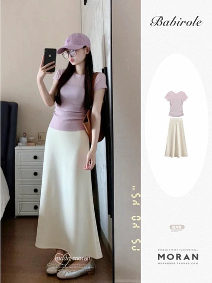 Age-reducing outfit with a complete set of summer clothes for pear-shaped body Korean style atmosphere outfit Salty style street-blasting two-piece suit for women