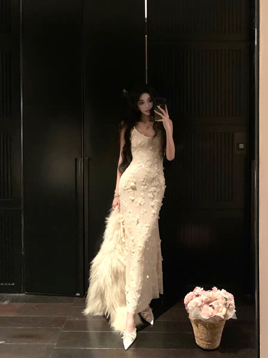 Barb Chill Evening Gown, Birthday Dress, Women's Bodycon Dress, Mermaid Sequin Embroidery Annual Meeting Gown