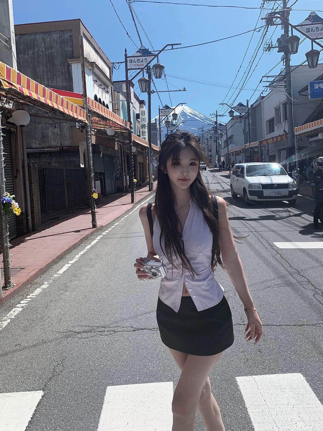 JMSHOP Yamanashi Holiday Pure Desire Sleeveless Lapel Halter Shirt Women's Summer Slim Low Waist Skirt Suit