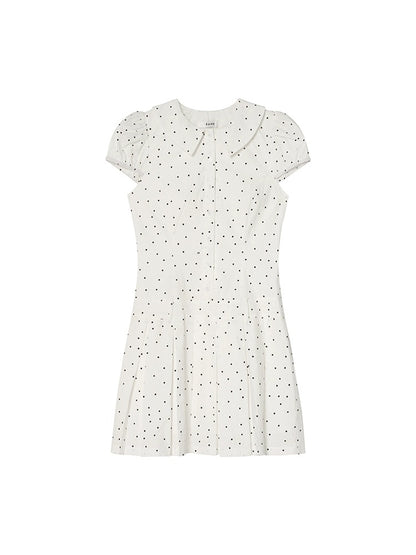 Hello Canon Puff Sleeve Waist I-pleat Dress Women's Summer 2024 New Lapel Temperament A-Line Skirt