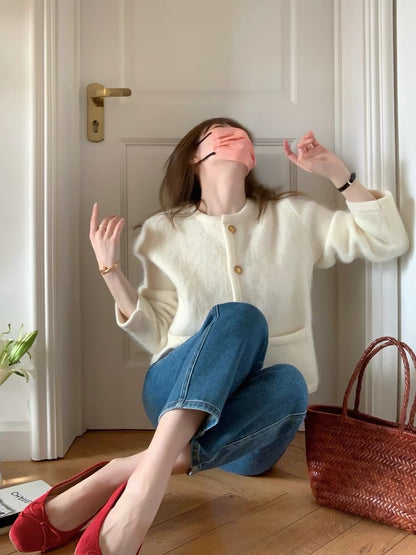 Women’s Mohair Knit Cardigan – Sophisticated "-Style" Outerwear for Early Autumn 2026