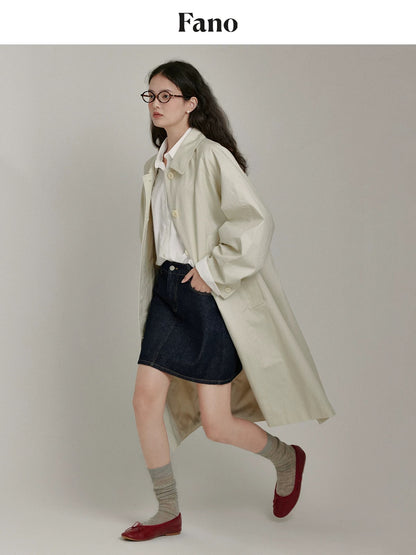 Fan Luo's gentle and casual mid-length lapel windbreaker 2024 autumn retro wide placket design drape coat jacket