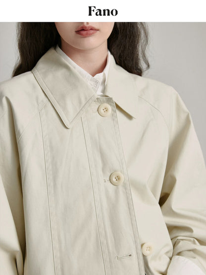 Fan Luo's gentle and casual mid-length lapel windbreaker 2024 autumn retro wide placket design drape coat jacket