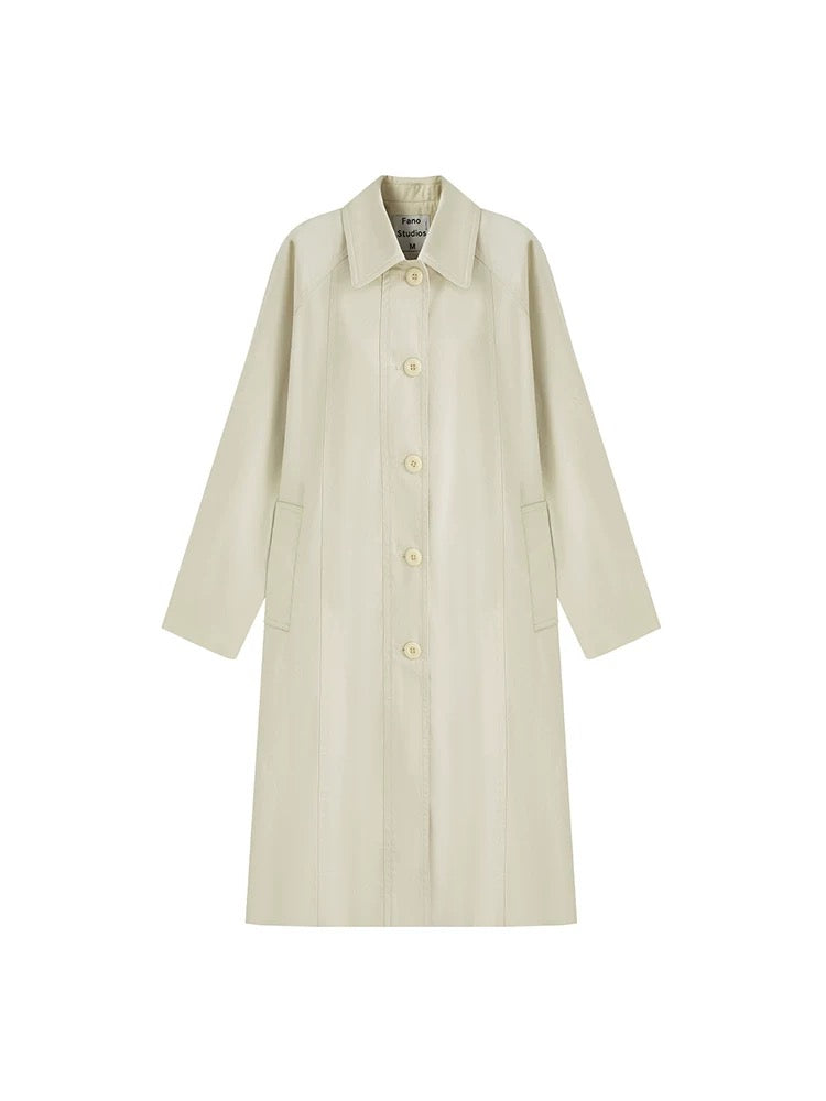 Fan Luo's gentle and casual mid-length lapel windbreaker 2024 autumn retro wide placket design drape coat jacket