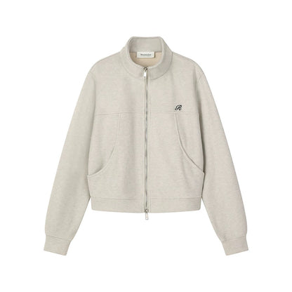 XinmonLee American retro high-end embroidered sweater jacket autumn and winter versatile Korean style stand-up collar short style slim