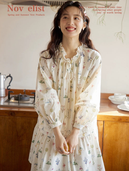 Nov elist floral dress for women spring new style French waist slimming design short skirt