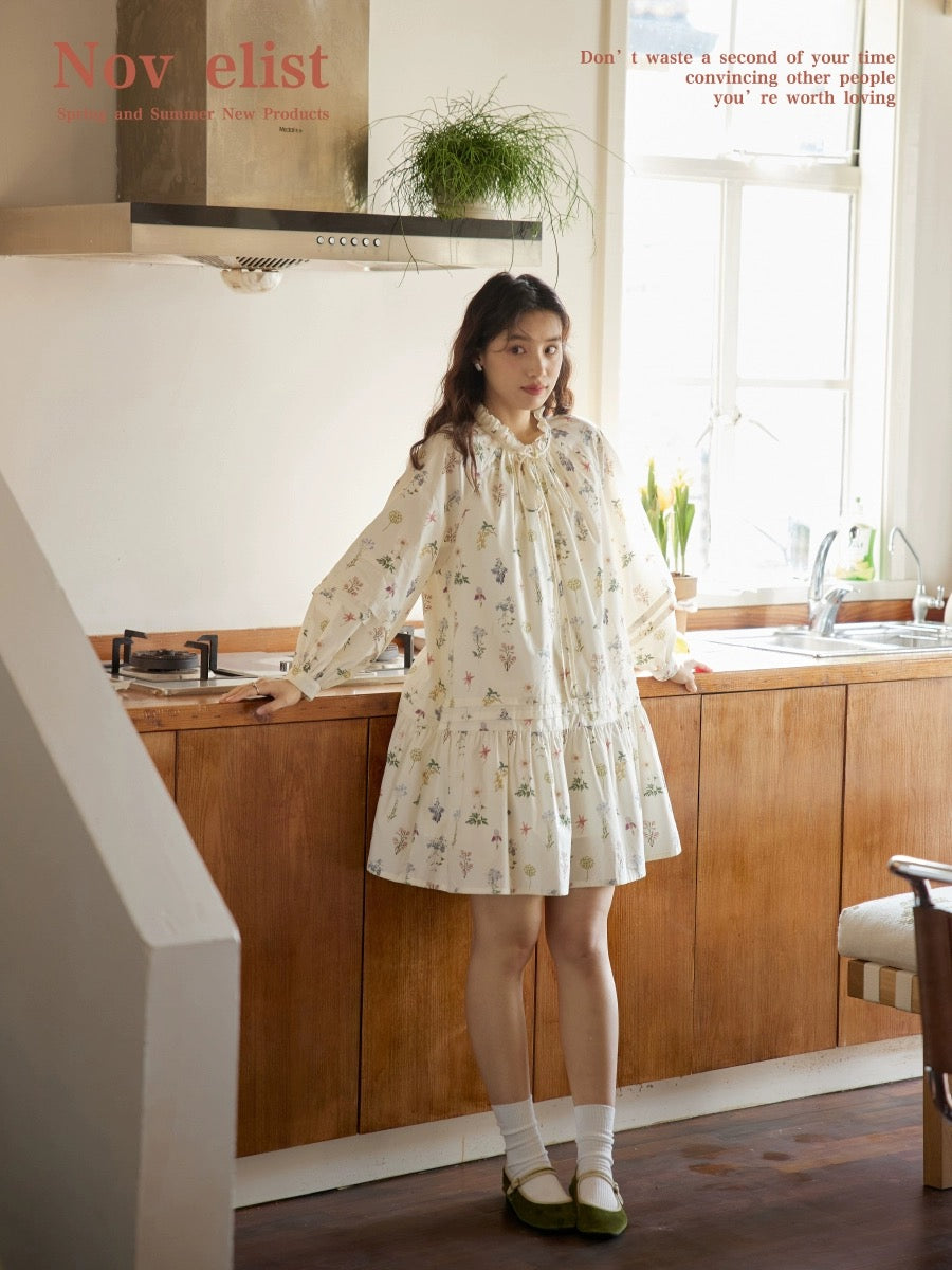 Nov elist floral dress for women spring new style French waist slimming design short skirt