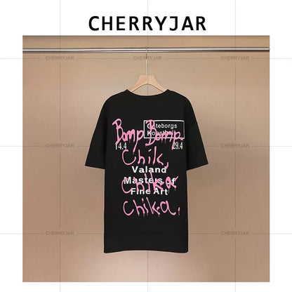 Cherryjar【25572】Bunny letter print full back solid color short sleeve