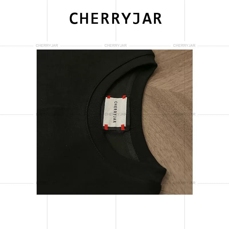 Cherryjar【25572】Bunny letter print full back solid color short sleeve