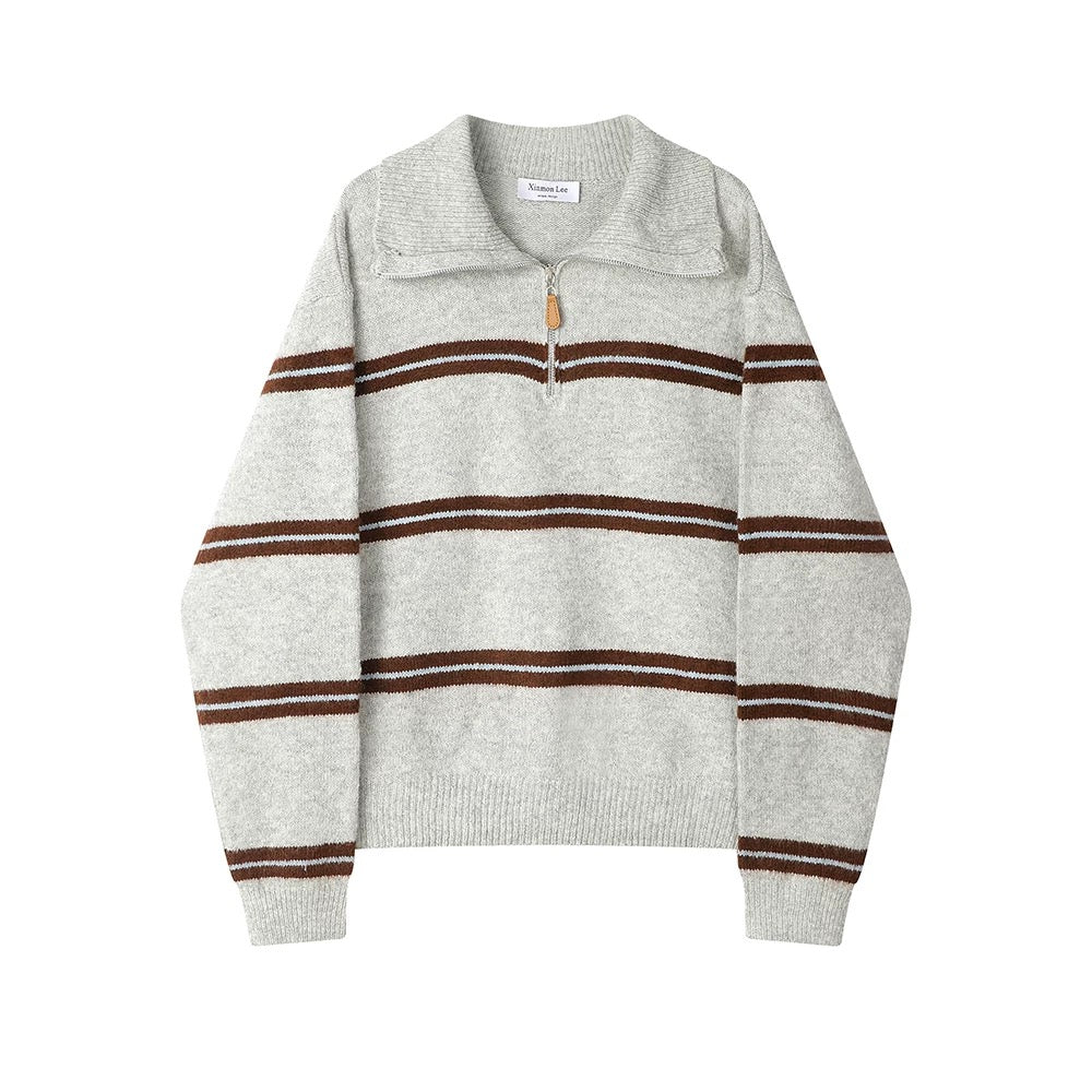 XinmonLee Korean retro red sweater lazy high-end soft and sticky temperament unique and exquisite top