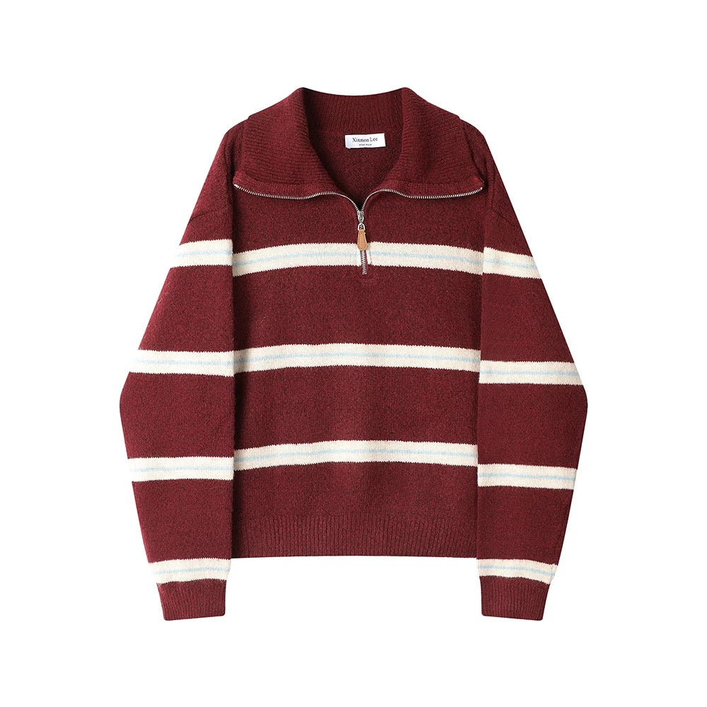 XinmonLee Korean retro red sweater lazy high-end soft and sticky temperament unique and exquisite top