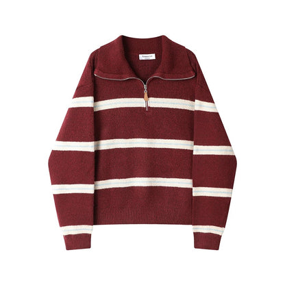 XinmonLee Korean retro red sweater lazy high-end soft and sticky temperament unique and exquisite top