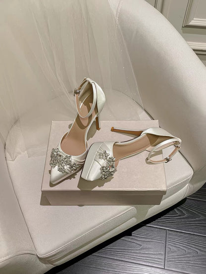Crafted early autumn women's shoes, stunningly beautiful platform rhinestone high heels perfect for evening parties, balls, and formal wear.