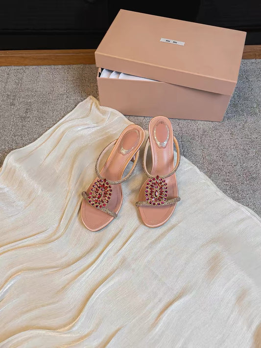 Craftsmanship - Rhinestone Women's Slippers, Elegant and Sophisticated, Perfect for Evening Gowns and Banquets, Stiletto Heels, 2026 Summer New Arrival