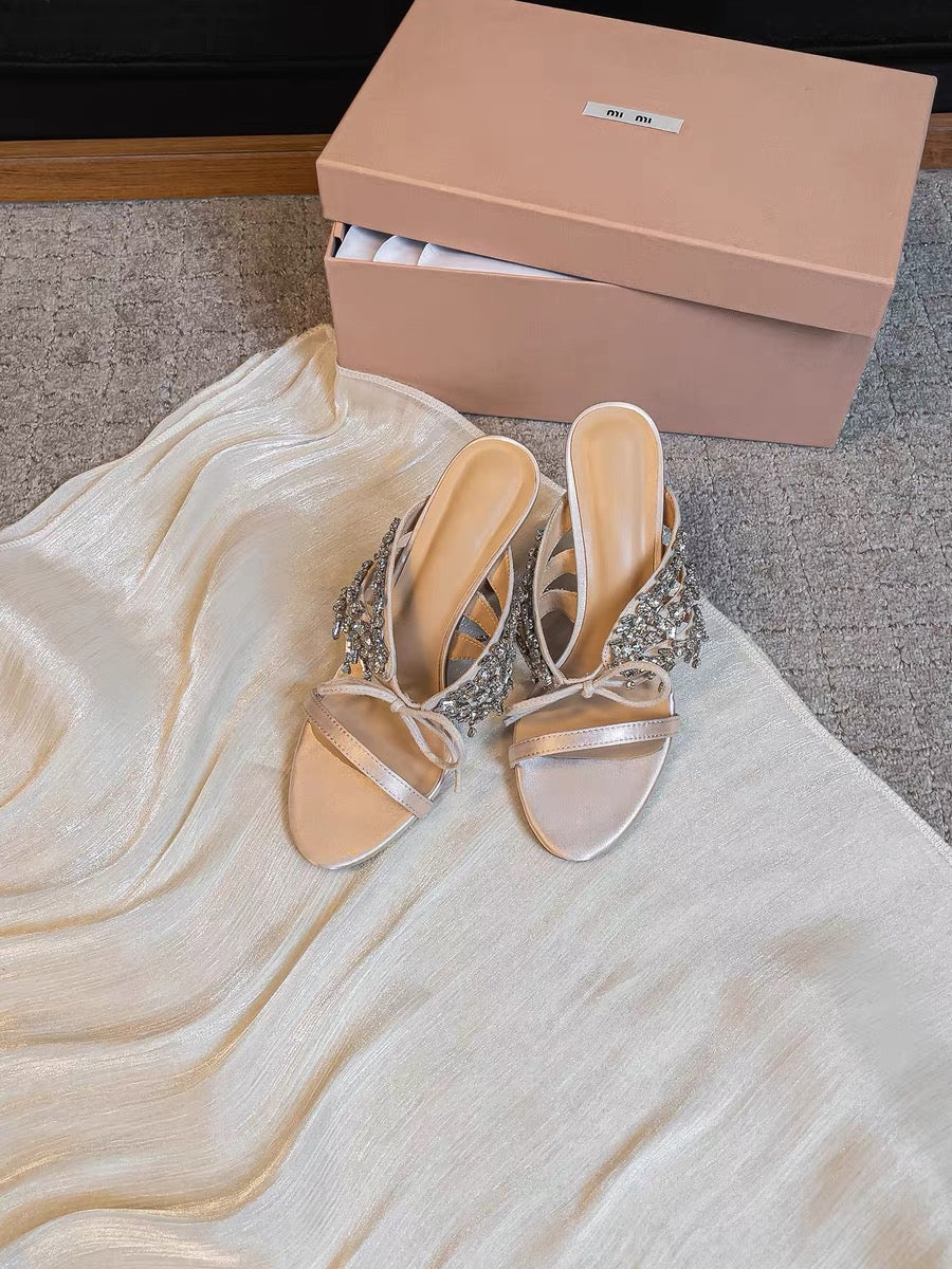 Crafted 2026 Women's Exquisite Sandals, Champagne Gold High Heels with Stiletto Heels and Rhinestones, Perfect for Banquets and Evening Gowns