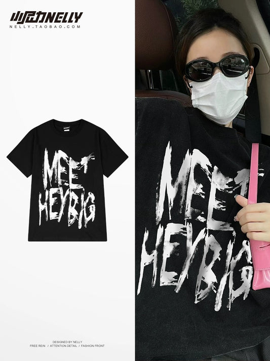 Design letter short-sleeved T-shirts for men and women in summer new design, loose, simple and fashionable, student half-sleeve trend