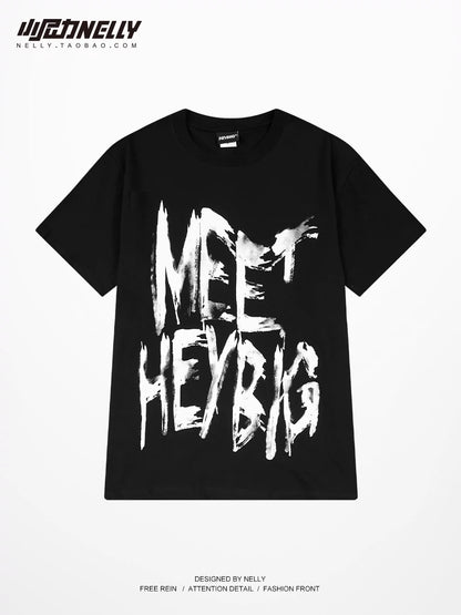 Design letter short-sleeved T-shirts for men and women in summer new design, loose, simple and fashionable, student half-sleeve trend