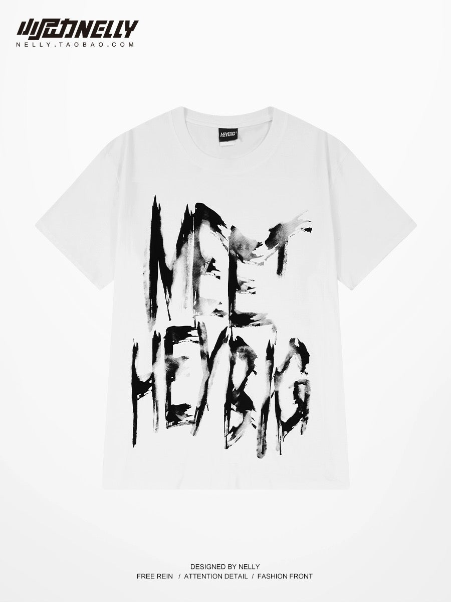 Design letter short-sleeved T-shirts for men and women in summer new design, loose, simple and fashionable, student half-sleeve trend