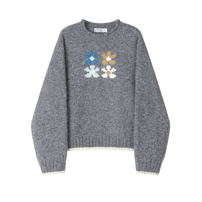 XinmonLee temperament lazy style curled loose temperament soft waxy sweater Korean style contrast color age-reducing versatile top