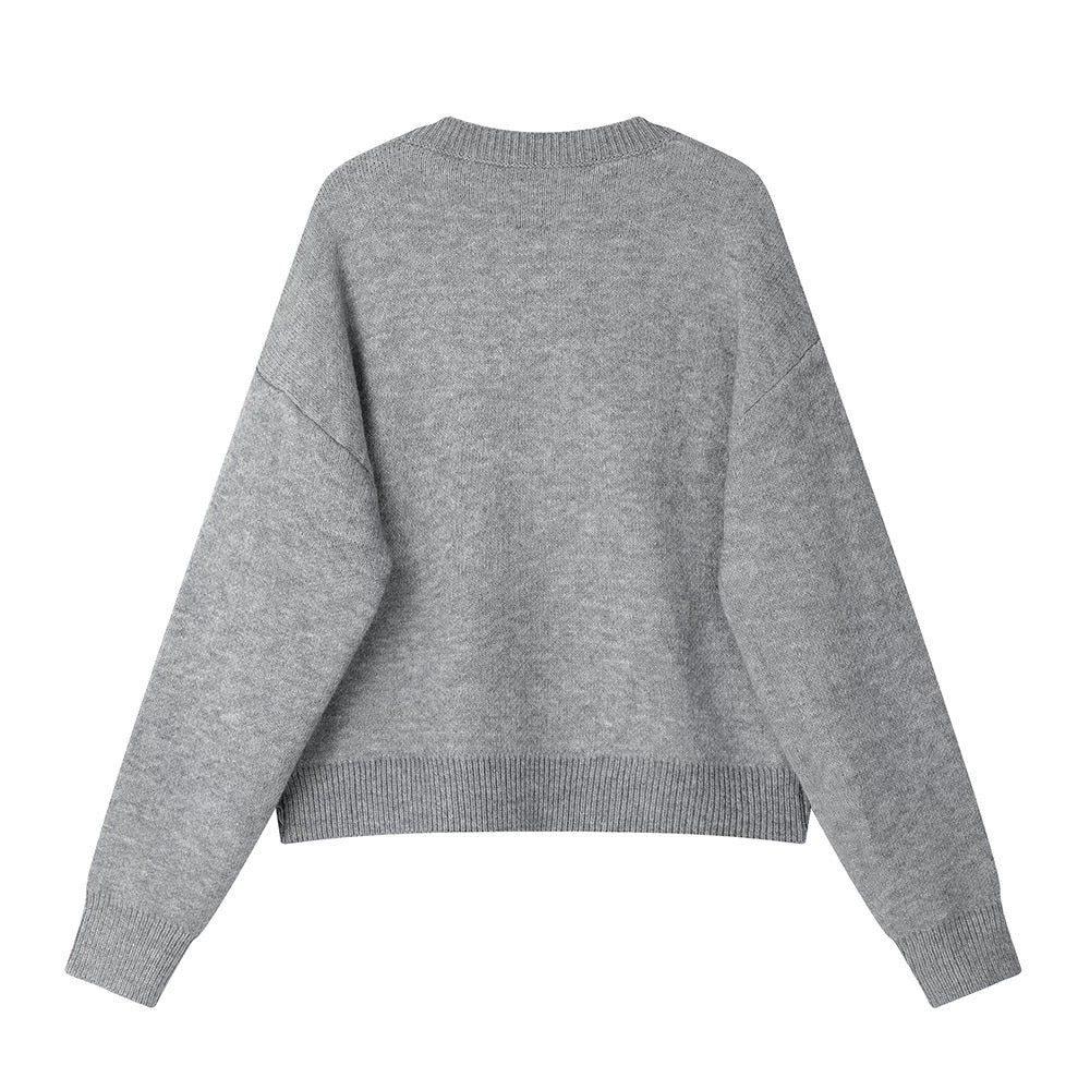 XinmonLee temperament, stylish, age-reducing, versatile Korean round-neck knitted sweater, autumn and winter lazy style loose top