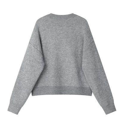 XinmonLee temperament, stylish, age-reducing, versatile Korean round-neck knitted sweater, autumn and winter lazy style loose top