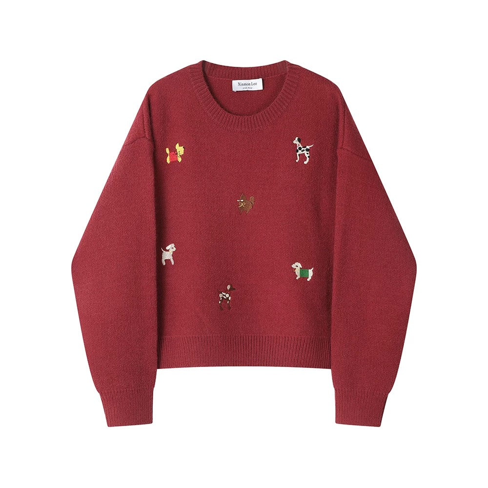 XinmonLee temperament, stylish, age-reducing, versatile Korean round-neck knitted sweater, autumn and winter lazy style loose top