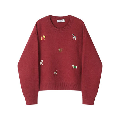 XinmonLee temperament, stylish, age-reducing, versatile Korean round-neck knitted sweater, autumn and winter lazy style loose top