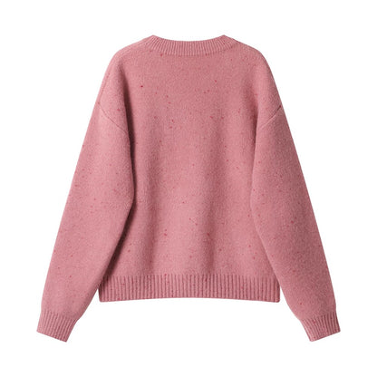 XinmonLee round neck retro Korean loose casual knitted sweater autumn and winter women's soft design top