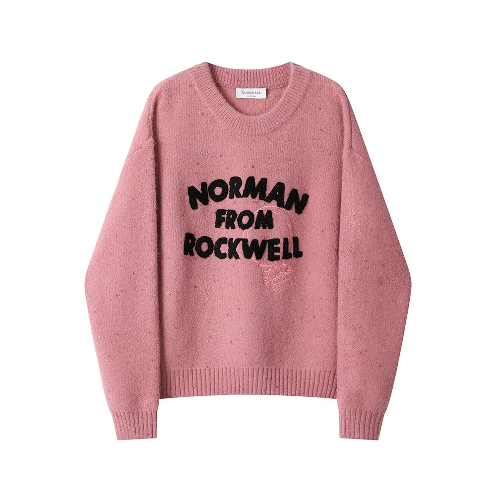 XinmonLee round neck retro Korean loose casual knitted sweater autumn and winter women's soft design top