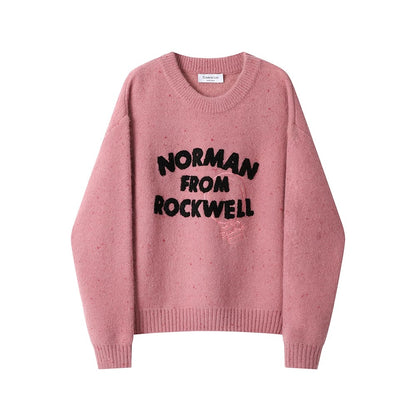 XinmonLee round neck retro Korean loose casual knitted sweater autumn and winter women's soft design top
