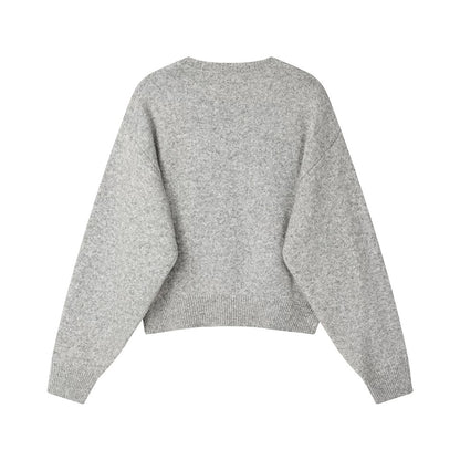XinmonLee lazy style age-reducing all-match apple embroidered knitted sweater design autumn and winter slim all-match women