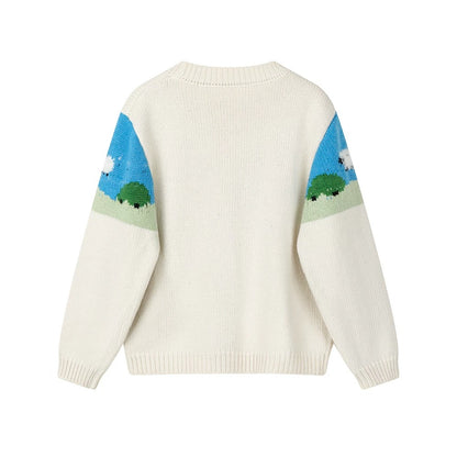 XinmonLee stylish and age-reducing all-match thick lamb jacquard cardigan winter Korean lazy style knitted jacket