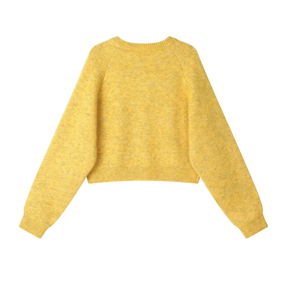 XinmonLee Korean version of lazy round neck short sweater cardigan 2025 winter design button niche jacket