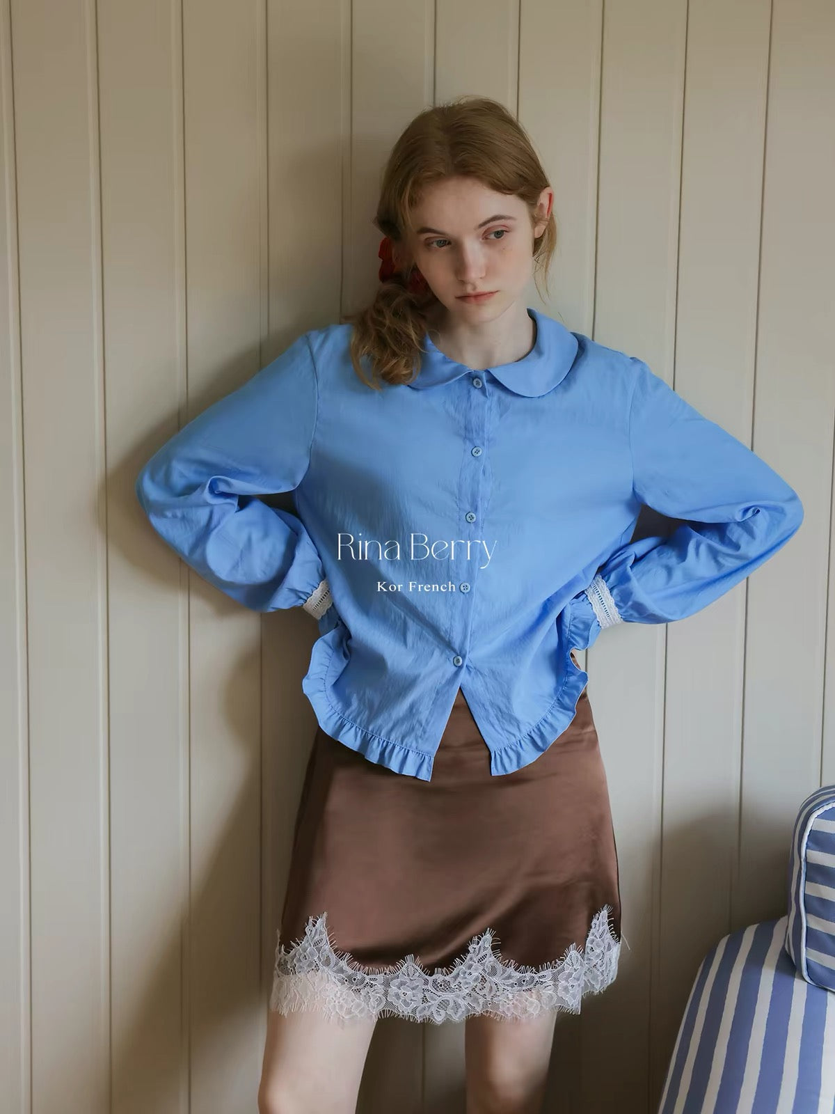 Rina Berry Acetate & Lace Mini Skirt – Elegant, Draped Satin High-Waisted Skirt with a Slim-Fit, Sophisticated Silhouette for Autumn